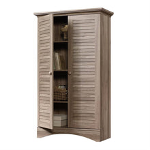 Load image into Gallery viewer, Farmhouse Armoire Storage Cabinet w/ Louver Doors in Light Brown Oak Wood Finish