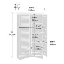 Load image into Gallery viewer, Farmhouse Armoire Storage Cabinet w/ Louver Doors in Light Brown Oak Wood Finish