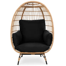Load image into Gallery viewer, Oversized Patio Lounger Indoor/Outdoor Wicker Egg Chair Black