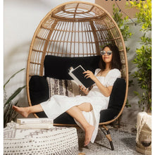 Load image into Gallery viewer, Oversized Patio Lounger Indoor/Outdoor Wicker Egg Chair Black