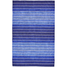 Load image into Gallery viewer, 8' x 11' Striped Hand-Tufted Wool/Cotton Blue Area Rug