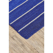 Load image into Gallery viewer, 5' X 8' Striped Hand-Tufted Wool/Cotton Blue Area Rug
