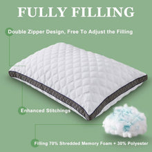Load image into Gallery viewer, Set of 2 Standard Shredded Memory Foam Polyester Pillow with Removeable Cover
