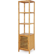 Load image into Gallery viewer, Slim 3-Shelf Bamboo Wood Bookcase Shelving Unit with Bottom Storage Cabinet