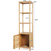 Load image into Gallery viewer, Slim 3-Shelf Bamboo Wood Bookcase Shelving Unit with Bottom Storage Cabinet