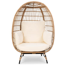 Load image into Gallery viewer, Oversized Patio Lounger Indoor/Outdoor Wicker Egg Chair Off White