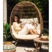 Load image into Gallery viewer, Oversized Patio Lounger Indoor/Outdoor Wicker Egg Chair Off White