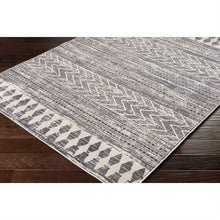 Load image into Gallery viewer, 6.6-ft. x 9-ft. Grey Ivory Chevron Stripe Geometric Boho Style Area Rug