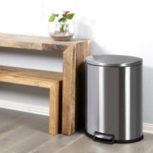 Load image into Gallery viewer, 13-Gallon Step-on Stainless Steel Kitchen Trash Can with Removable Bucket Liner