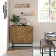 Load image into Gallery viewer, Modern Entryway Sideboard Buffet Dining Storage Cabinet in Walnut Wood Finish