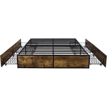Load image into Gallery viewer, Queen Metal Wood Platform Bed Frame with 4 Storage Drawers - 800 lbs Max Weight