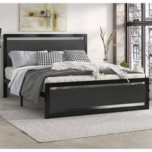 Load image into Gallery viewer, Full Black Metal Platform Bed Frame with Wood Panel Headboard and Footboard