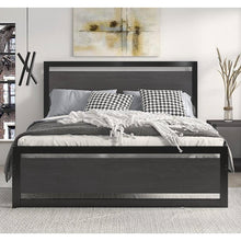 Load image into Gallery viewer, Queen Black Metal Platform Bed Frame with Wood Panel Headboard and Footboard