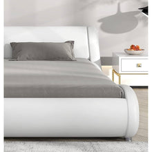 Load image into Gallery viewer, Queen Modern White Faux Leather Upholstered Platform Bed Frame with Headboard