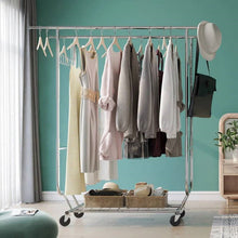 Load image into Gallery viewer, Heavy Duty Double Bar Clothes Garment Rack on Wheels - 600 lbs Capacity