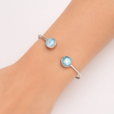Rainbow Moonstone Cuff Bangle Bracelet B-1004 SDB5133