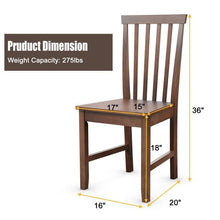 Load image into Gallery viewer, Set of 2 Solid Wood Armless Mission Style Dining Chairs in Walnut Brown Finish