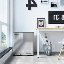 Load image into Gallery viewer, Dual Stainless Steel 16-Gallon Trash Can Recycle Bin with 2 Step on Pedal Lids