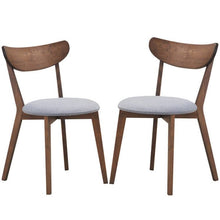 Load image into Gallery viewer, Set of 2 Mid-Century Modern Curved Back Wood Dining Chair Grey Upholstered Seat