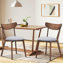 Load image into Gallery viewer, Set of 2 Mid-Century Modern Curved Back Wood Dining Chair Grey Upholstered Seat