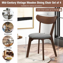 Load image into Gallery viewer, Set of 2 Mid-Century Modern Curved Back Wood Dining Chair Grey Upholstered Seat