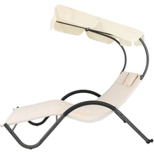Load image into Gallery viewer, 2 Person Off White Outdoor Patio Chaise Lounger Chair Canopy Bed with Pillows
