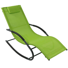 Load image into Gallery viewer, Modern Green Rocking Chaise Lounge Chair Patio Lounger with Pillow