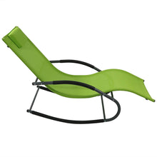 Load image into Gallery viewer, Modern Green Rocking Chaise Lounge Chair Patio Lounger with Pillow