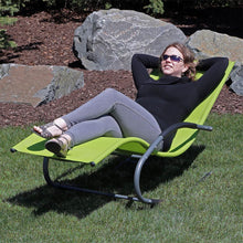Load image into Gallery viewer, Modern Green Rocking Chaise Lounge Chair Patio Lounger with Pillow