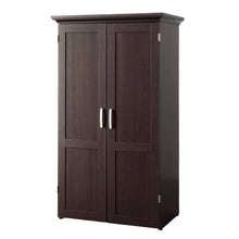 Load image into Gallery viewer, Armoire with Drop Leaf Computer Desk Craft Table in Dark Brown Wood Finish