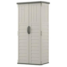 Load image into Gallery viewer, Outdoor Heavy Duty 22 Cubic Ft Vertical Garden Storage Shed in Taupe Grey