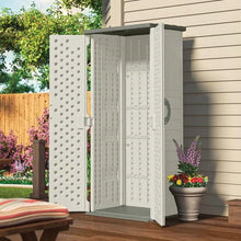 Load image into Gallery viewer, Outdoor Heavy Duty 22 Cubic Ft Vertical Garden Storage Shed in Taupe Grey