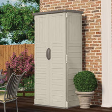 Load image into Gallery viewer, Outdoor Heavy Duty 22 Cubic Ft Vertical Garden Storage Shed in Taupe Grey