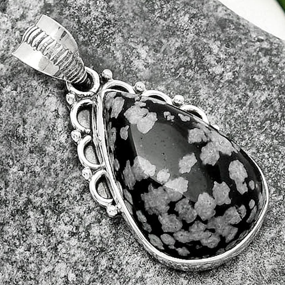 Natural Snow Flake Obsidian Pendant P-1085 SDP111995