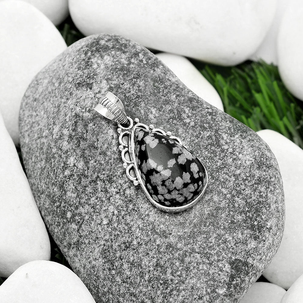 Natural Snow Flake Obsidian Pendant P-1085 SDP111995