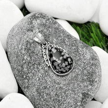 Load image into Gallery viewer, Natural Snow Flake Obsidian Pendant P-1085 SDP111995