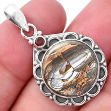 Load image into Gallery viewer, Natural Copper Abalone Shell &amp; Garnet Pendant P-1080 SDP145087