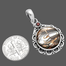 Load image into Gallery viewer, Natural Copper Abalone Shell &amp; Garnet Pendant P-1080 SDP145087