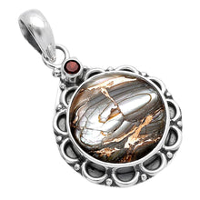 Load image into Gallery viewer, Natural Copper Abalone Shell &amp; Garnet Pendant P-1080 SDP145087