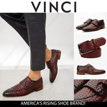 Load image into Gallery viewer, The Turan Burgundy Woven Double Monk Strap Dress Men  Shoe