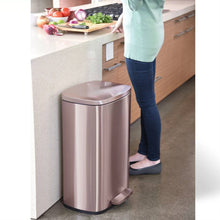 Load image into Gallery viewer, 13-Gallon Copper Rose Gold Stainless Steel Step Trash Can with Deodorizer Filter