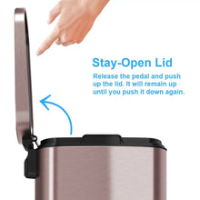 Load image into Gallery viewer, 13-Gallon Copper Rose Gold Stainless Steel Step Trash Can with Deodorizer Filter