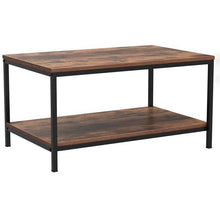 Load image into Gallery viewer, Heavy Duty Industrial 2-Tier Coffee Table in Rustic Brown Wood Finish