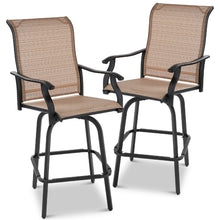 Load image into Gallery viewer, Set of 2 Tan All-Weather Mesh Swivel Barstools