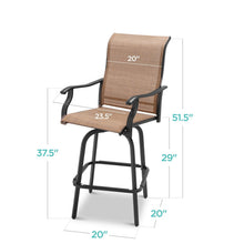 Load image into Gallery viewer, Set of 2 Tan All-Weather Mesh Swivel Barstools