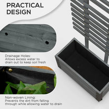 Load image into Gallery viewer, Modern Farmhouse Grey Wood Raised Garden Bed Planter on Wheels with Trellis