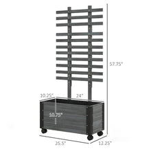 Load image into Gallery viewer, Modern Farmhouse Grey Wood Raised Garden Bed Planter on Wheels with Trellis