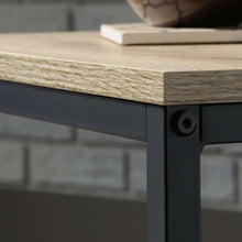 Load image into Gallery viewer, Modern Black Metal Frame End Table with Oak Finish Wood Top and Bottom Shelf
