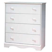 Load image into Gallery viewer, White 4 Drawer Bedroom Chest with Wooden Knobs
