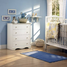 Load image into Gallery viewer, White 4 Drawer Bedroom Chest with Wooden Knobs